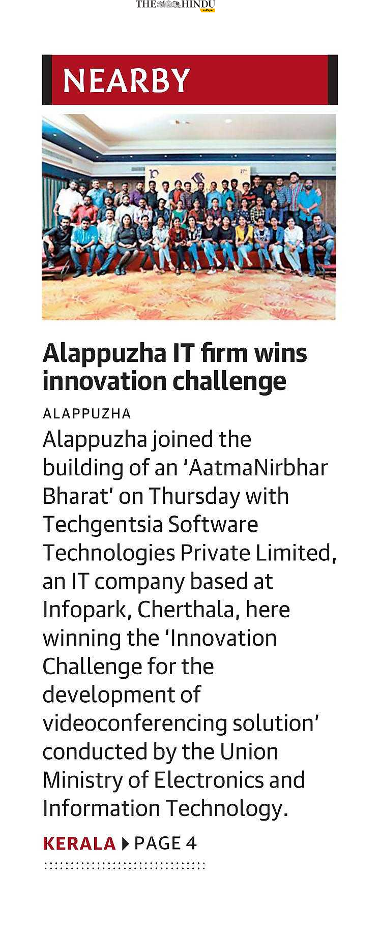 Alappuzha IT firm wins innovation challenge